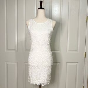NWOT White Lace Bodycon stretchable Dress size US 8